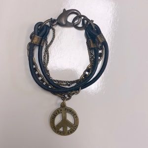 Handmade leather & copper/brass 9/11 Remembrance bracelet